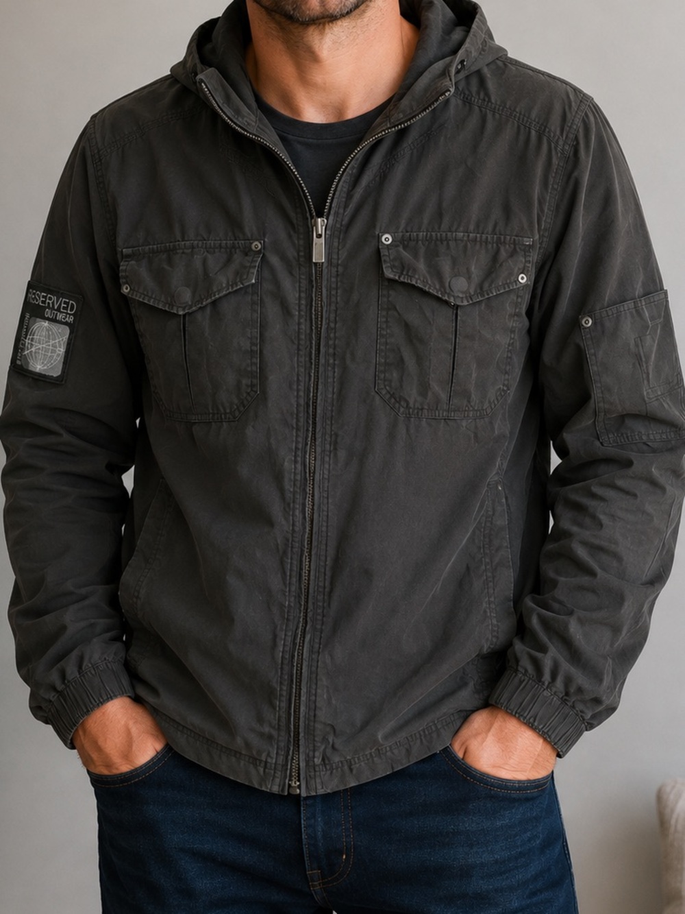 Men's Hooded Zip-Up Casual Jacket